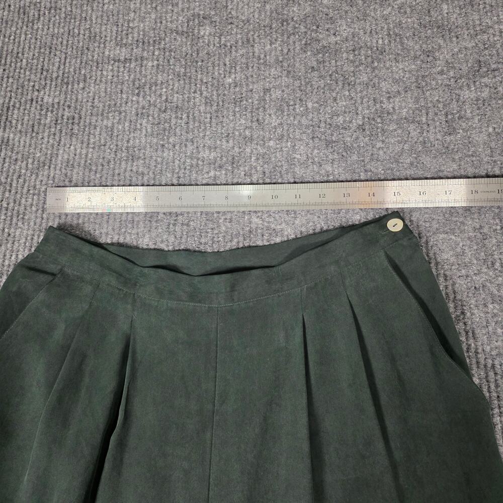 Wintersilks 100% Silk Pleated‎ Trousers Green High Waist Size 14 - Picture 3 of 5